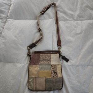 Coach Limited Patchwork Leather Suede Signature Crossbody Purse Shoulder Bag